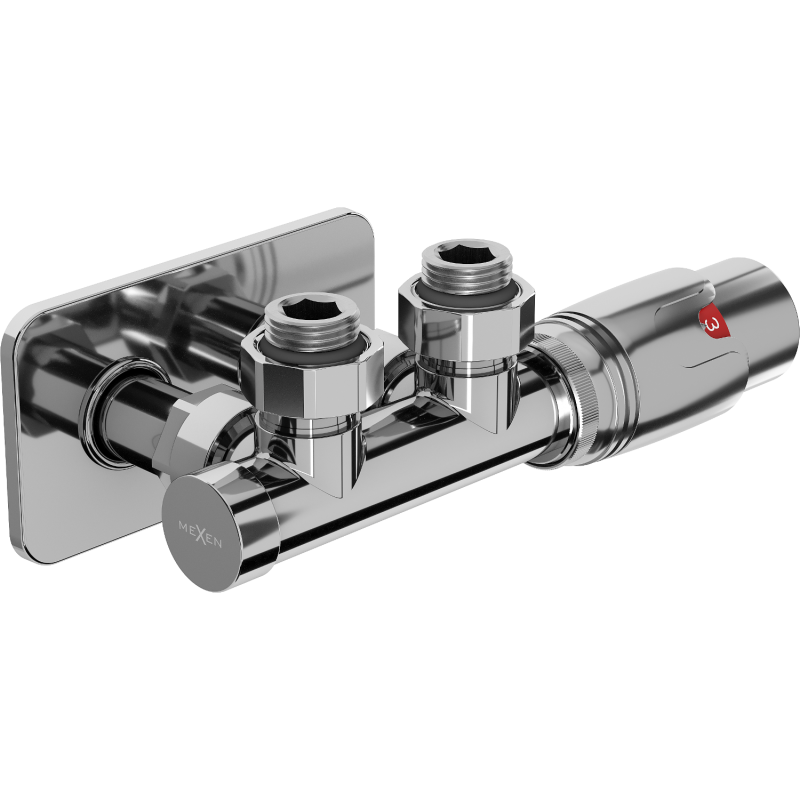 Mexen G00 комплект с термостатичен ъглов вентил с покритие S, Duplex, DN50, хром - W907-900-910-01