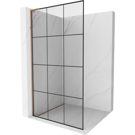 Mexen Kioto L стенка за душ Walk-in 120 x 200 см, черен модел, розово злато - 800-120-103-60-77