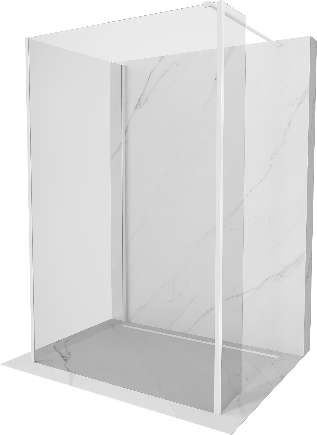 Mexen Kioto стена за душ Walk-in 120 x 90 x 30 см, прозрачна, бяла - 800-120-090-221-20-00-030