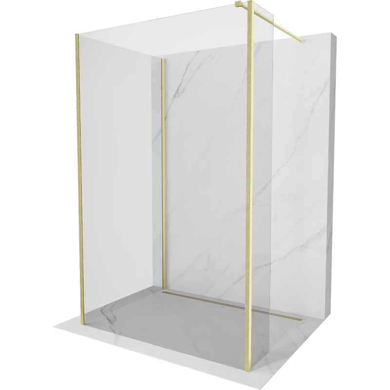 Mexen Kioto стена за душ Walk-in 120 x 90 x 30 см, прозрачна, златна четка - 800-120-090-221-55-00-030