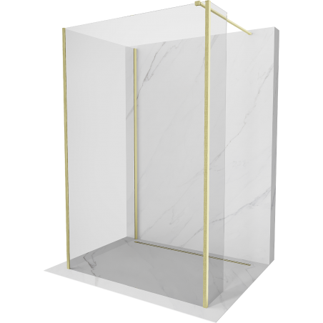 Mexen Kioto стена за душ Walk-in 120 x 90 x 30 см, прозрачна, златна четка - 800-120-090-221-55-00-030