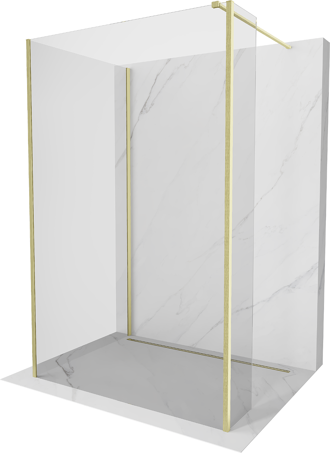 Mexen Kioto стенен душ Walk-in 100 x 75 x 40 cm, прозрачен, златен шлифован - 800-100-075-221-55-00-040