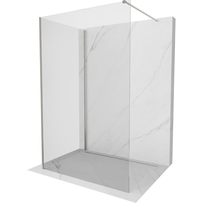 Mexen Kioto стена за душ Walk-in 135 x 120 см, прозрачна, четкан никел - 800-135-212-97-00-120