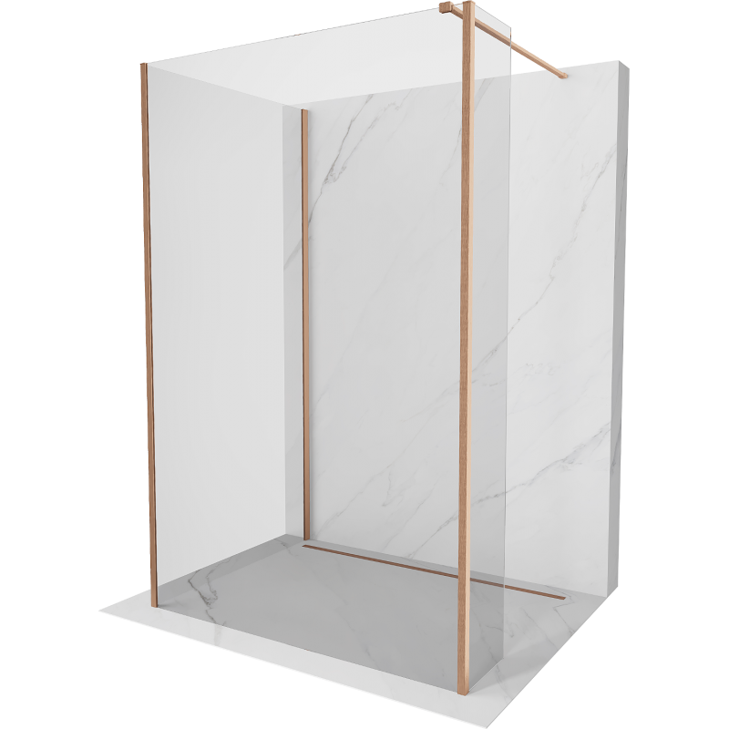 Mexen Kioto стена за душ Walk-in 100 x 85 x 40 см, прозрачна, медна четка - 800-100-085-221-65-00-040