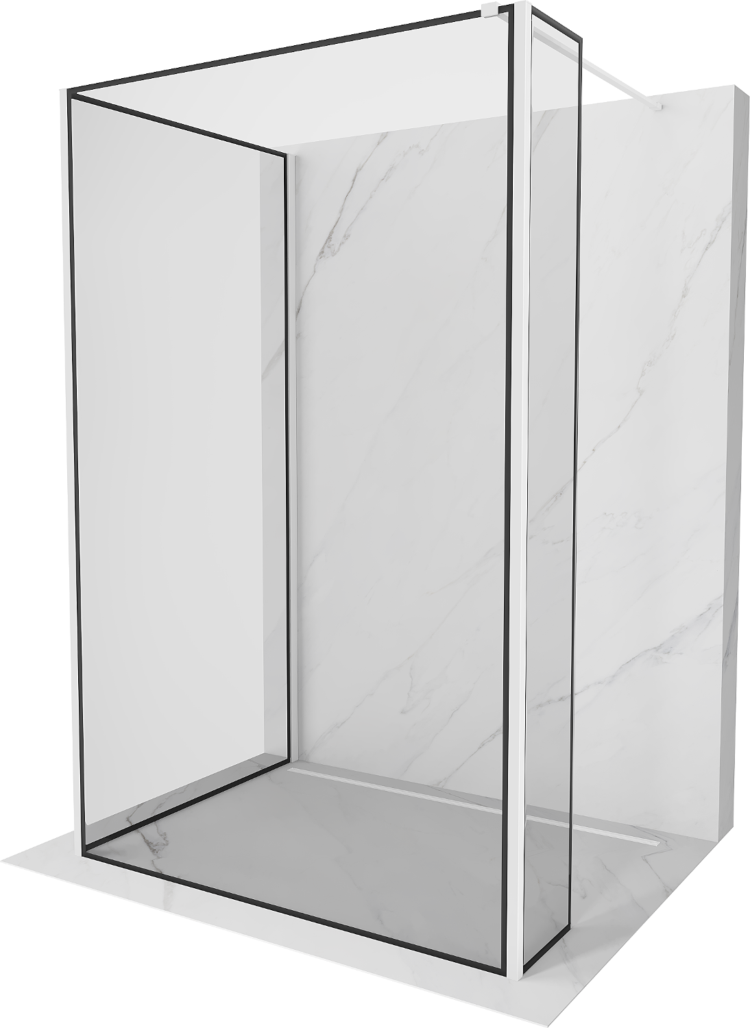 Mexen Kioto стенен душ Walk-in 140 x 110 x 30 см, черен модел, бял - 800-140-110-221-20-70-030