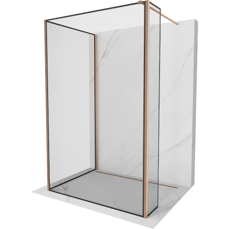 Mexen Kioto стена душ Walk-in 120 x 80 x 30 см, черен модел, четкан мед - 800-120-080-221-65-70-030