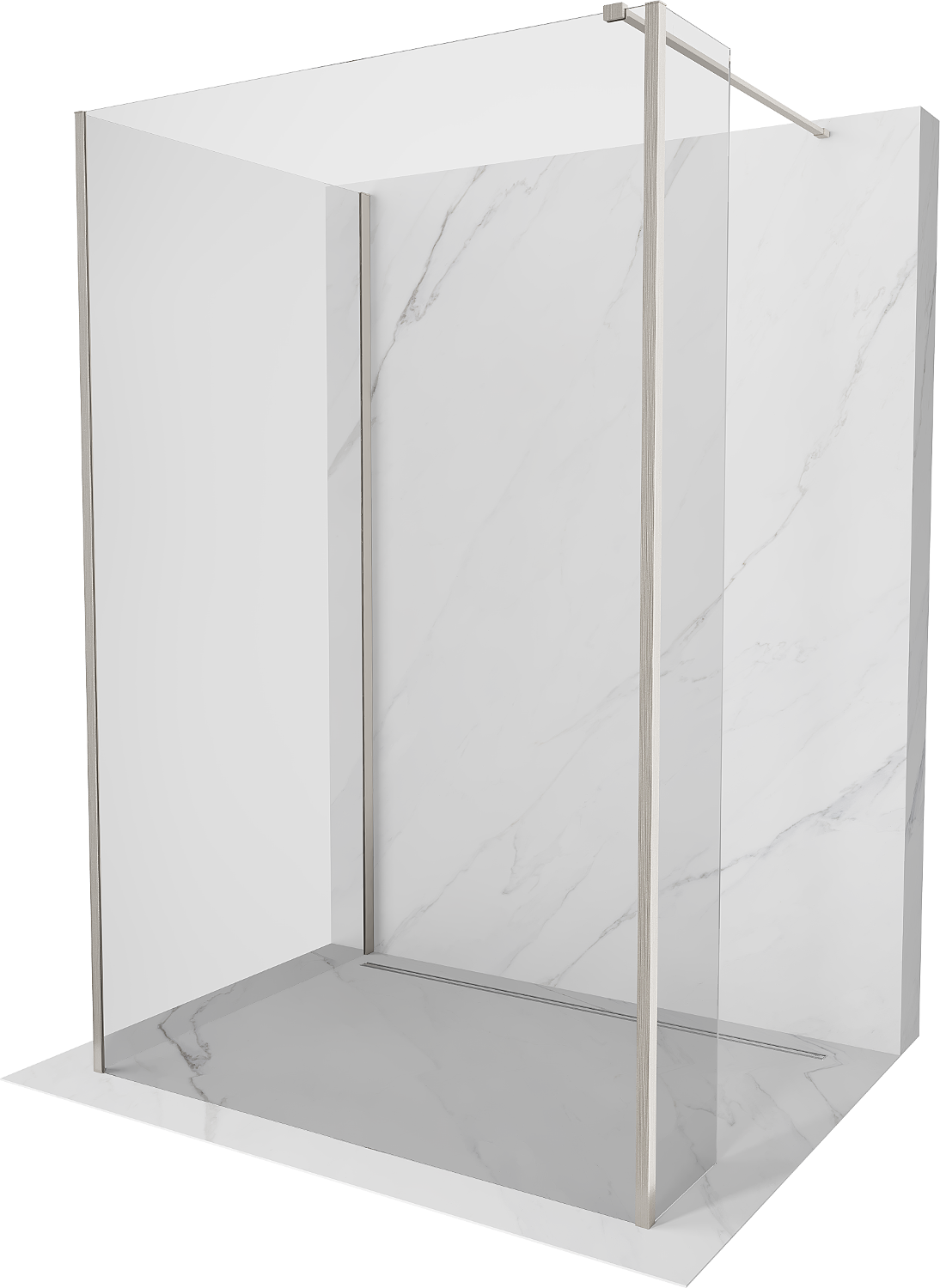 Mexen Kioto стена за душ Walk-in 125 x 120 x 30 см, прозрачен, четкан никел - 800-125-120-221-97-00-030