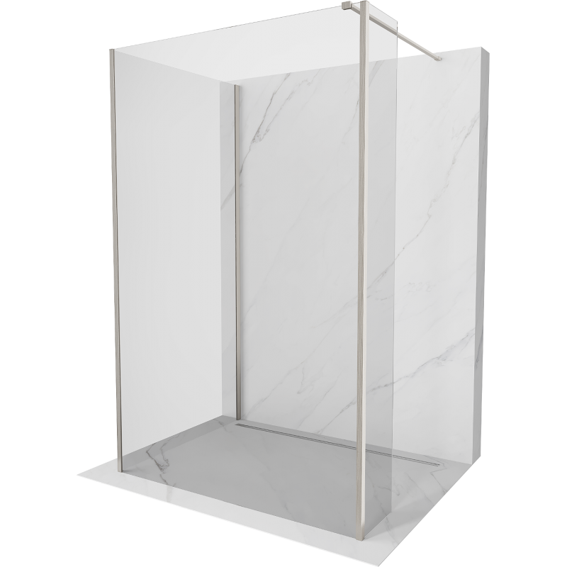 Mexen Киото стена за душ Walk-in 100 x 80 x 40 см, прозрачно, матов никел - 800-100-080-221-97-00-040