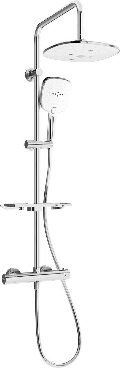 Mexen KT17 комплект за душ с горен душ и термостатичен смесител, хром/бял - 771501793-02