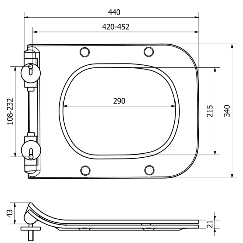 Mexen дъска с плавно падане slim, дуропласт, бяла гланцова - 39080100