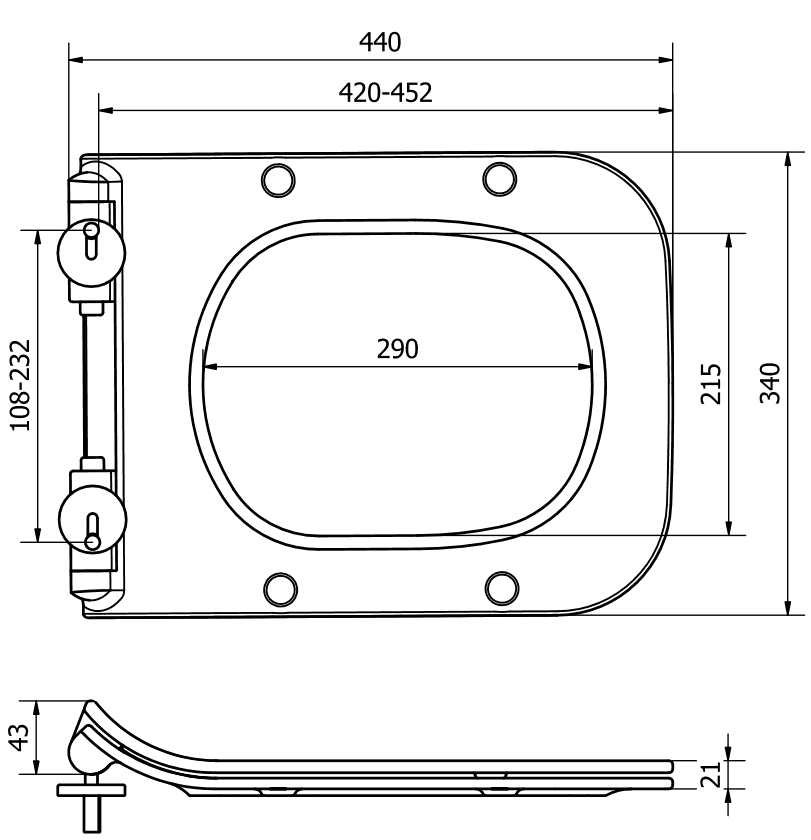 Mexen дъска с плавно падане slim, дуропласт, бяла гланцова - 39080100