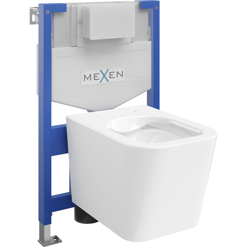 Mexen комплект подземен WC стелаж Fenix XS-F с WC чиния Teo, бял гланц - 6803385XX00